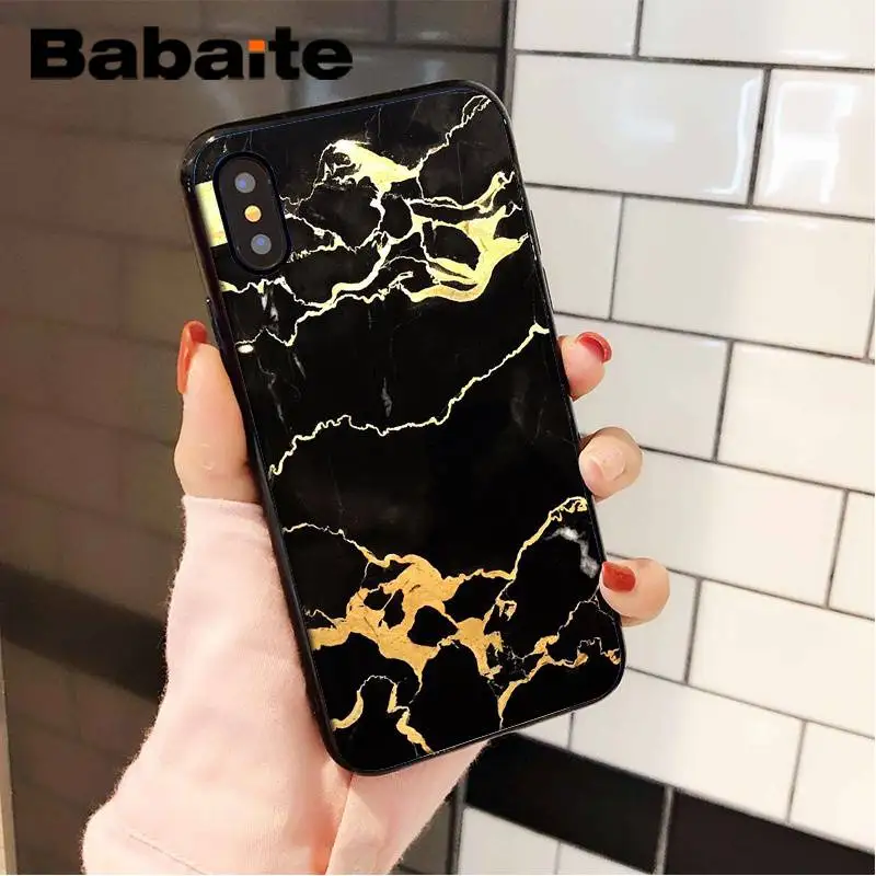 Babaite черный золотой мраморный ТПУ Черный чехол для телефона, чехол для iPhone 8 7 6 6S Plus X XS MAX 5 5S SE XR 11 11pro 11promax Shell