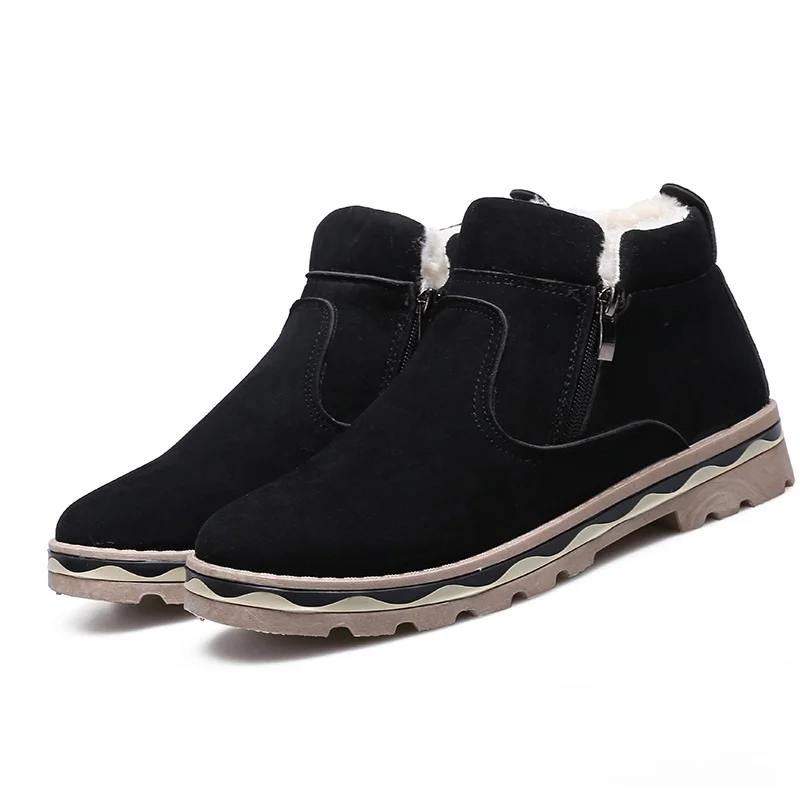 black men boots Merkmak/ г. Новая зимняя мужская обувь модные зимние ботинки в британском стиле, теплая Повседневная обувь с круглым носком Нескользящие ботильоны большого размера - Цвет: black men boots