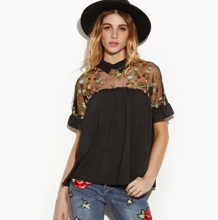 2018 Европа и Соединенные Штаты большой Размеры Для женщин вышивка сетки шить