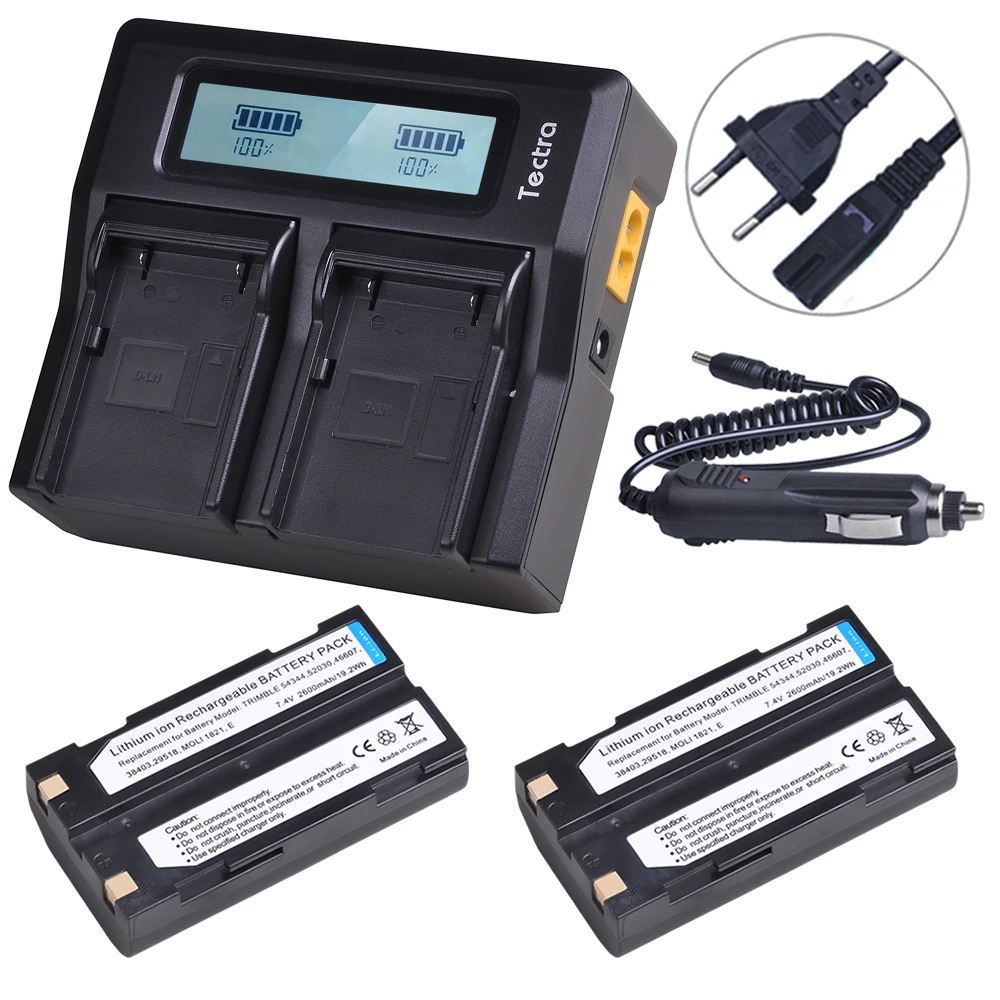 2 шт 2600mAh 54344 батарея + быстрое двойное зарядное устройство LCD для Trimble 29518 46607 52030 38403