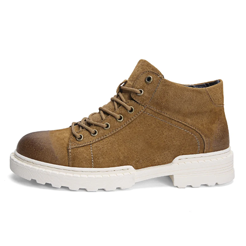 Brown Boots Марка vesonal; Качественные ботильоны из свиной кожи для взрослых; мужские новые зимние ботинки; повседневные кроссовки; Мужская обувь; прогулочная обувь - Цвет: Brown Boots