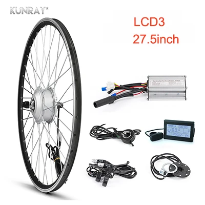 KUNRYA 48V 350W комплект для переоборудования электрического велосипеда 2" 700C заднее моторное колесо с отключением питания тормоза BLDC контроллер ЖК-светодиодный дисплей - Цвет: 27.5inch LCD3 KIT