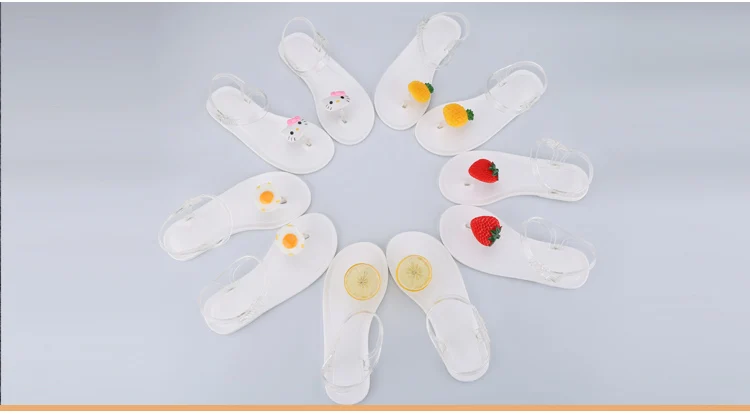 Женская обувь; Sandalias Mujer; Вьетнамки с фруктами; прозрачные сандалии; обувь для девочек; летние пляжные сандалии на плоской подошве; Вьетнамки; женские сандалии