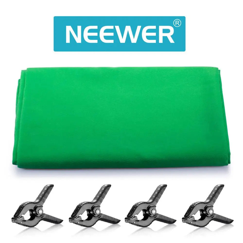 

Neewer 3x3.6 meters Green Chromakey Fiber Backdrop Background 4 Pieces Backdrop Clamps Screen for Photo Video Studio
