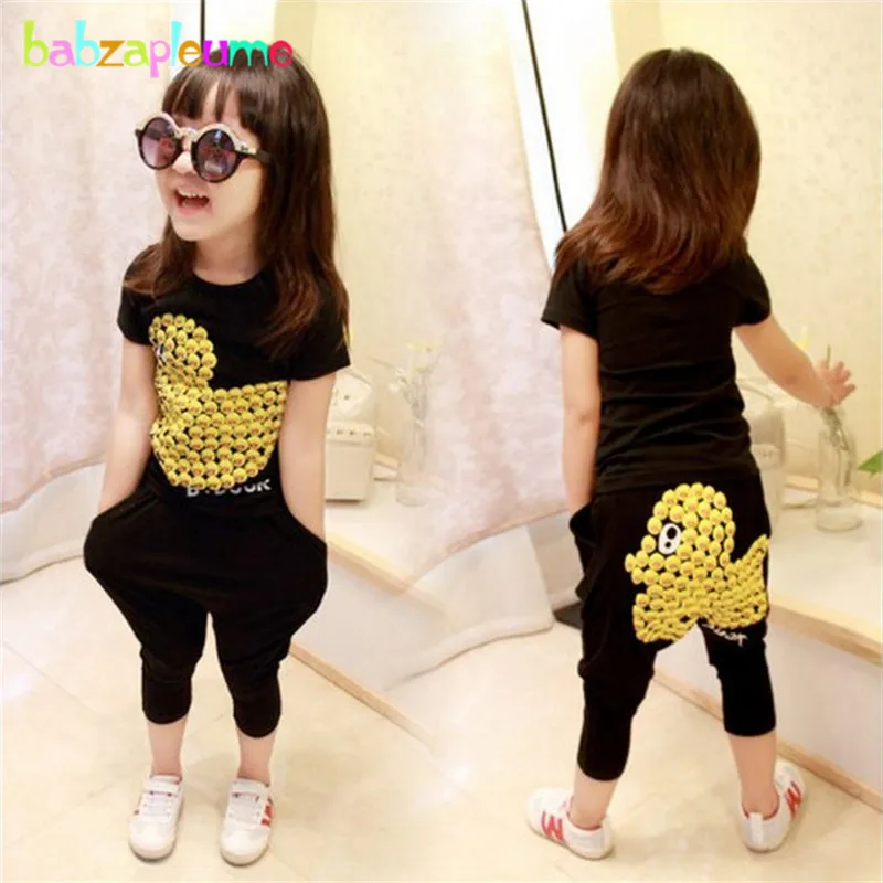 Осенний комплект для девочек-подростков детская одежда с принтом в виде