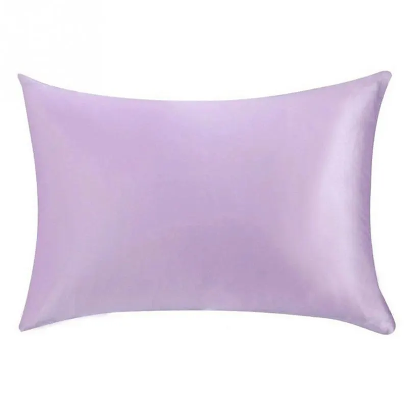 light purple Шелк тутового шелкопряда Подушка Чехол Одежда высшего качества Подушка Чехол 1 шт., накидка для подушки, шелковая подушка чехол 51 см x 66 см 13 Цветов для того, чтобы выбрать - Цвет: light purple