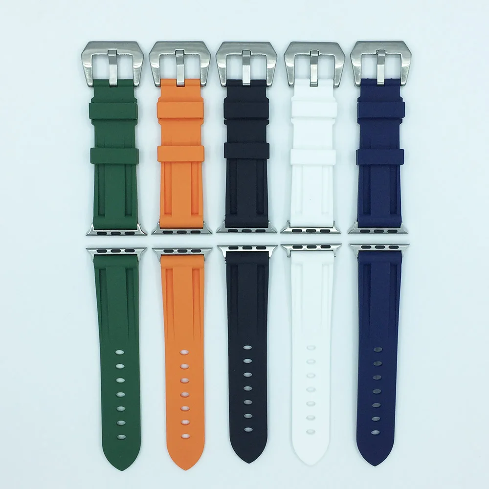 Ремешок резиновый для Apple Watch 42 мм 44 браслет часов iWatch Series 7 SE 6 5 4 3 38 40 41 45