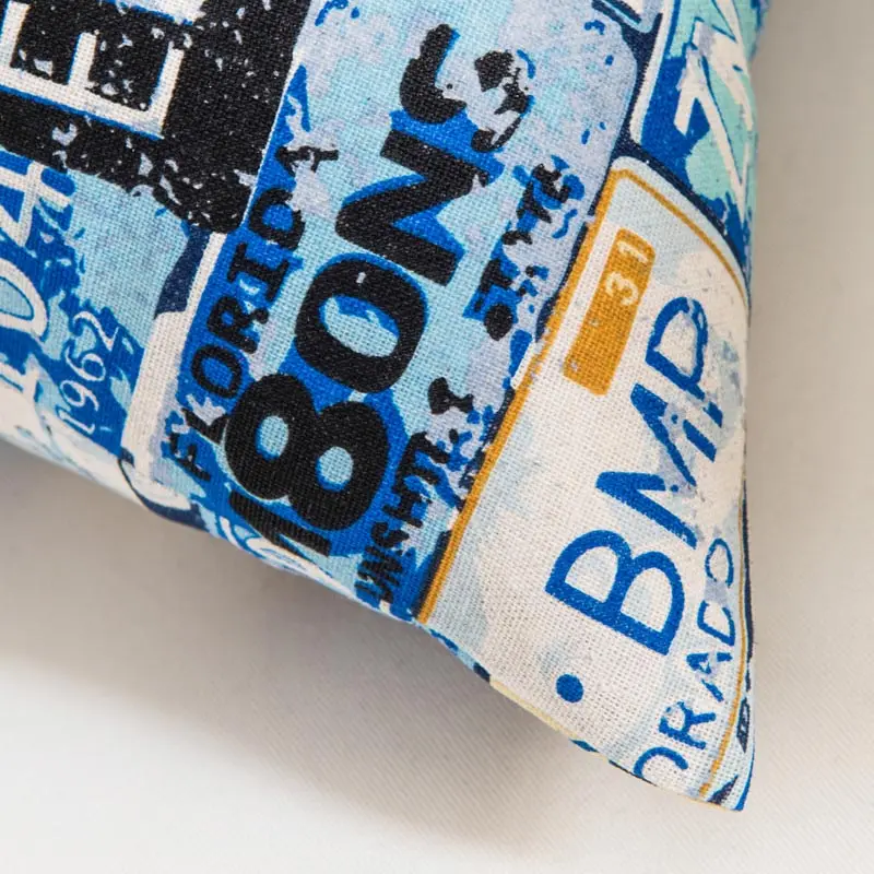 Льняная наволочка FLC с принтом номерного знака декоративная домашний декор для