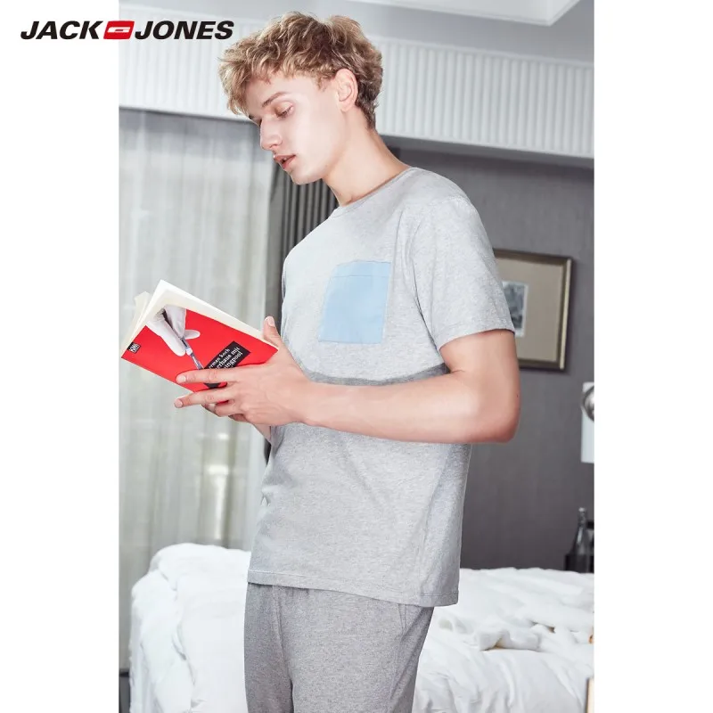 JackJones Мужская хлопковая футболка с контрастными Соединенными карманами