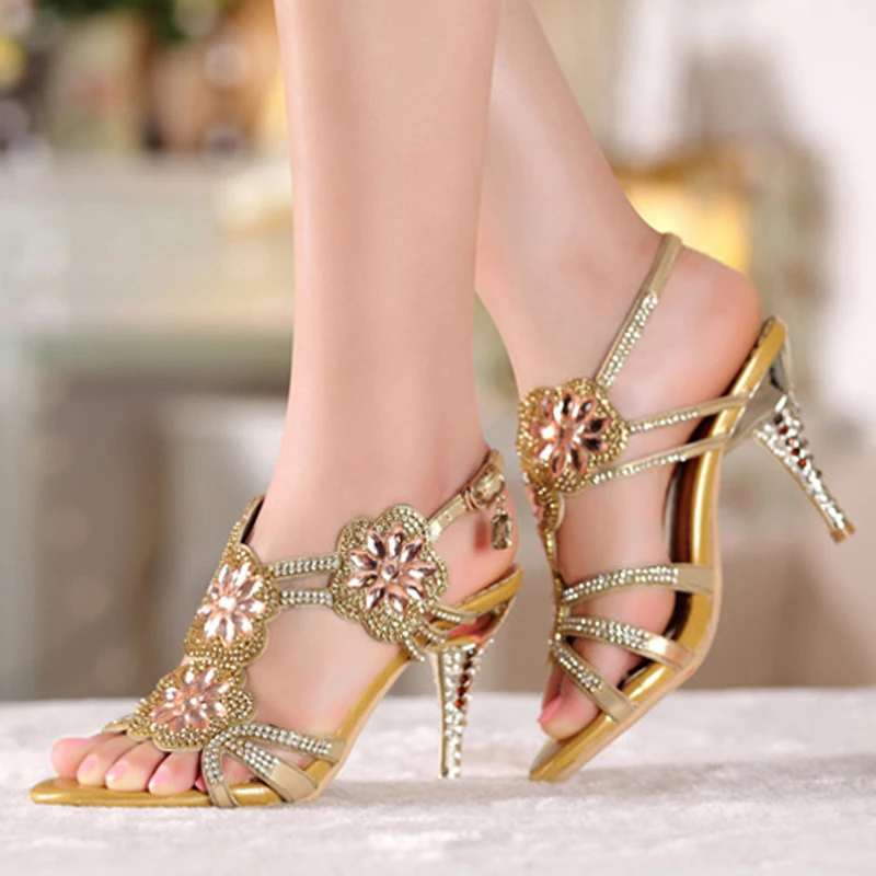 Летние крутые Свадебные платья на среднем высоком каблуке босоножки украшенные