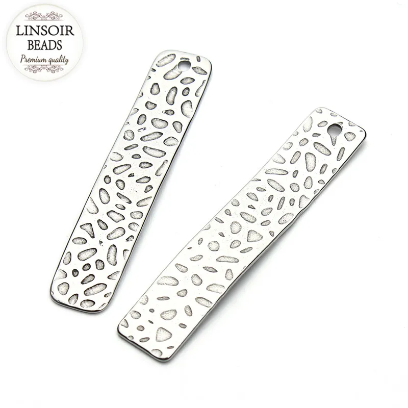 

10pcs/lot 8*42mm Stainless Steel Silver Color Carved Necklace Pendants Blank Charms Drop For Earring Jewelry Findings F3422