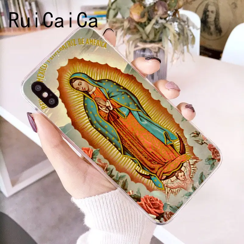 RuiCaiCa Virgin Mary Christian Рождественский Красочный милый чехол для iPhone X XS MAX 6 6s 7 7plus 8 8Plus 5 5S