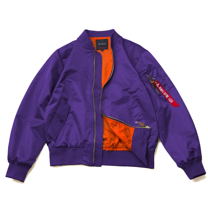 Purple Bomber Jacket Классический Ma1 курточка бомбер мужская Весенняя хип-хоп негабаритная куртка пилот Мужская Хип-Хоп Уличная Ретро ветровка - Цвет: Purple Bomber Jacket