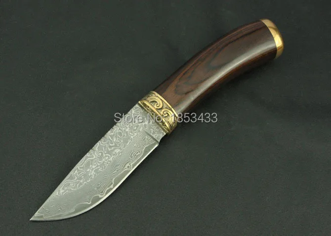 SK019 дамасский стальной нож лезвие охотничий медная ручка ручной работы кованый |