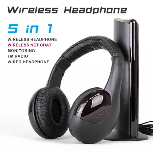 Новинка 5 в 1 наушники HiFi гарнитура Беспроводные с FM радио для MP3 ПК Стерео ТВ CD