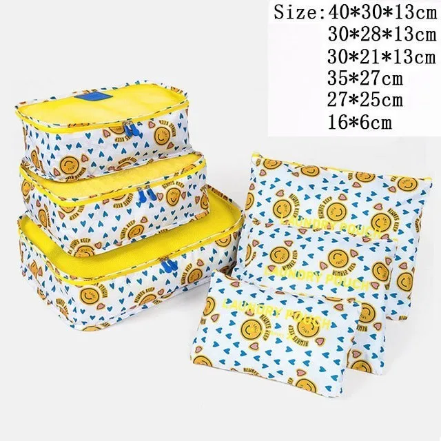6PCS Yellow leopard SNUGUG Высокое качество 7 шт./компл. новая ткань Оксфорд MS Путешествия сетки в мешке Чемодан Органайзер Упаковка куб Организатор для Костюмы - Цвет: 6PCS Yellow leopard