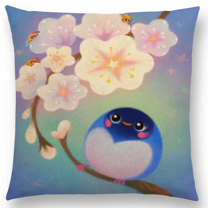 Симпатичные Мультяшные животные Пастельные цветы Милая птица милое гнездо