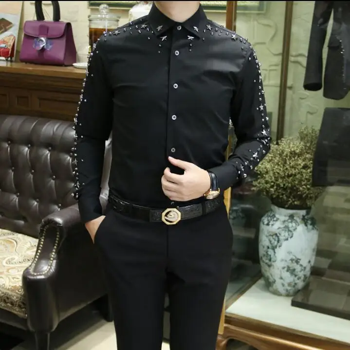 

Camisa de los hombres de la marca de 2020 de alta calidad de manga larga Casual camisas Color Slim Fit Hombre negro camisas