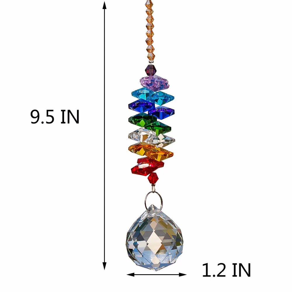 H& D 24 см люстра кристаллы мяч PRISM кулон Радуга Maker чакра каскад Suncatcher