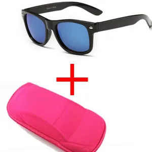 blue and rose case Крутые От 6 до 15 лет, детские солнцезащитные очки, солнцезащитные очки для детей, для мальчиков и девочек, модные очки, покрытие линз, УФ-защита 400, чехол - Цвет линз: blue and rose case