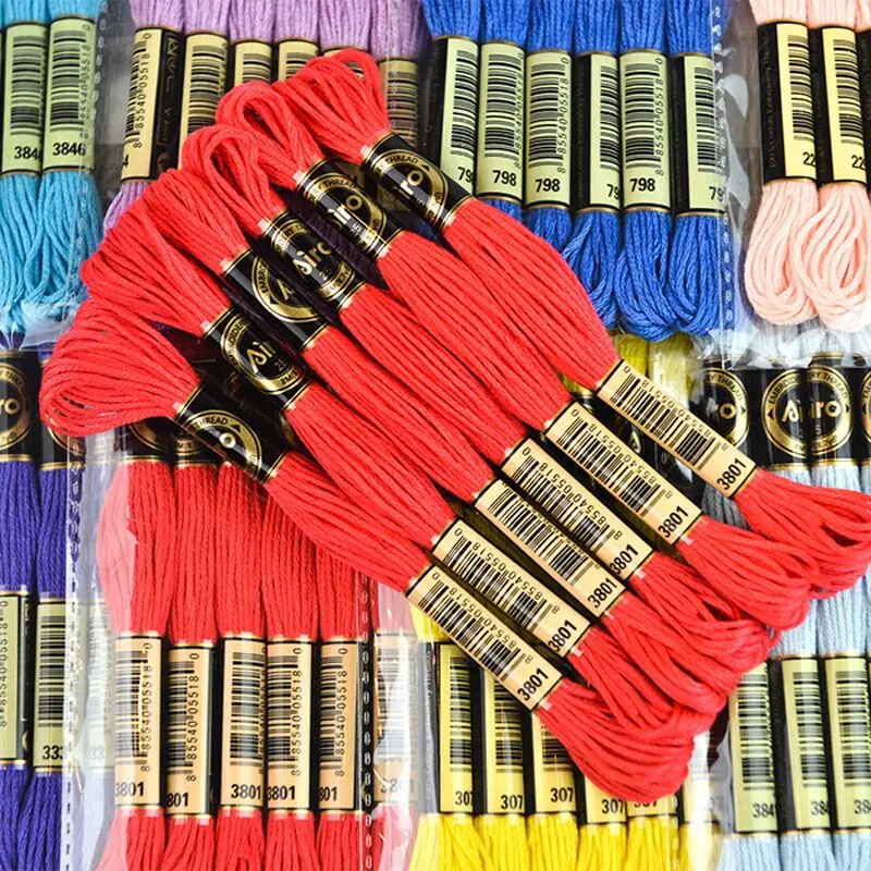 6 шт 8 метров сплошной цвет вышивка нить DIY Хлопок Линия ветка нитки аналогичная
