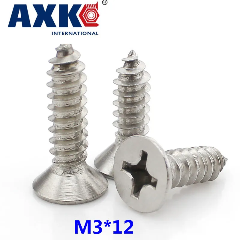 

2021 New Parafusos Vis Tornillos Para Madera Axk 40pcs 304 Stainless Steel Countersunk Head Tapping Screws Screw M3*12 Gb846