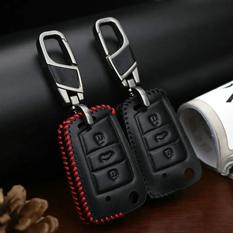 Чехол для ключей из натуральной кожи Volkswagen VW Golf 7 5 4 6 3 MK3 MK7 Bora Jetta MK2 MK4 Polo GTI Tiguan Passat B5