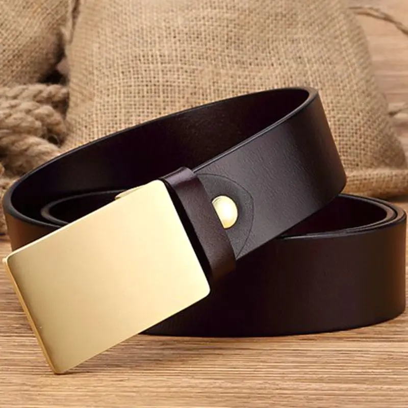 

2020 brand new solid brass buckles 100% genuine leather belt mens belts luxury waistband cowboys high quality waist strap jeans