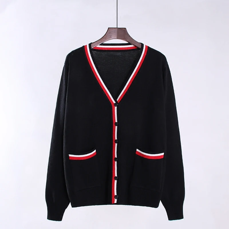 Men and women in the same V collar college style lovers handsome cardigan long sleeve loose sweater |