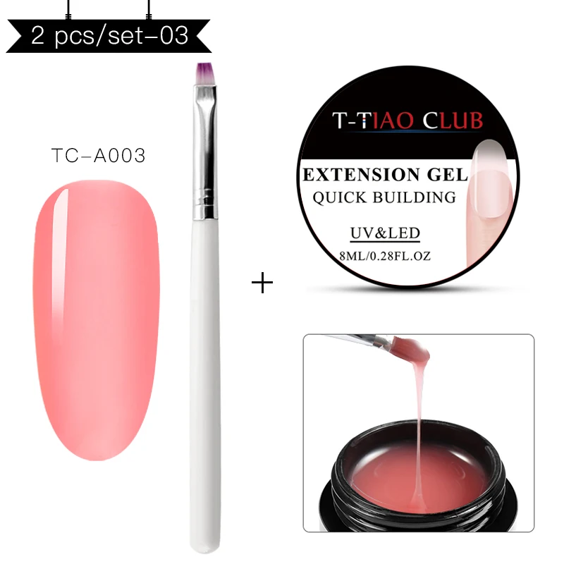 ZH05025 T-TIAO CLUB Poly быстрый набор гелей для ногтей набор инструментов розовый прозрачный обнаженный впитывающий УФ светодиодный гель для ногтей - Цвет: ZH05025
