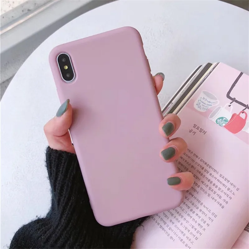 Для iPhone 7, модные матовые яркие однотонные чехлы для iPhone 8, 7, 6, 6S Plus, X, XS, XR, MAX, мягкий силиконовый чехол из ТПУ