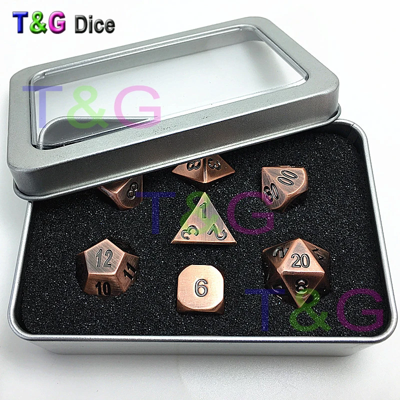 Высокое качество новый набор из металлического 7 игральных костей d4 d6 d8 d10 d % d12 d20