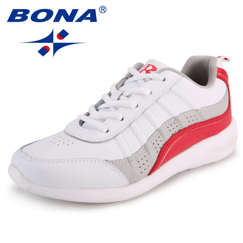 WHITE RED BONA/Новое поступление; женские туфли в классическом стиле на плоской подошве; Изящные дизайнерские женские удобные туфли; женские кроссовки из микрофибры; женская обувь на шнуровке - Цвет: WHITE RED
