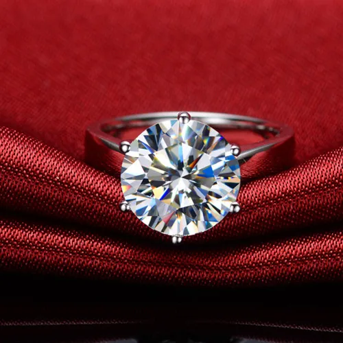 

4CT Genuine White Gold Amazing Big Stone Fabulous Lovely Diamond Women Engagement Ring Gorgeous Anniversary Gift With Box