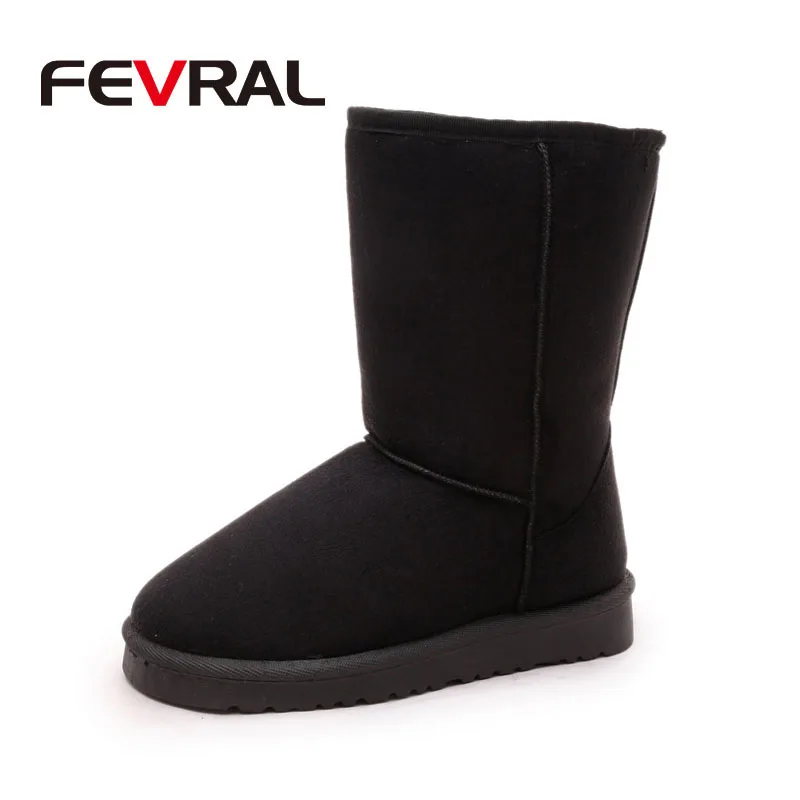 Black FEVRAL/Новинка года; обувь для ранней зимы; женские ботинки на плоской подошве; Модные женские зимние ботинки; брендовые Теплые повседневные женские ботильоны - Цвет: Black