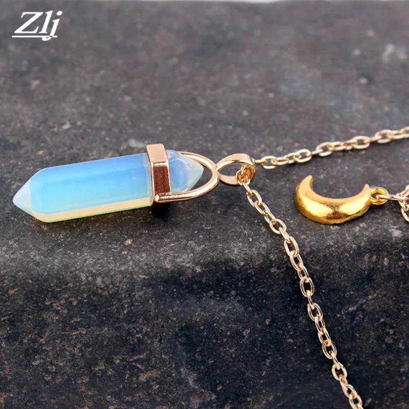 Кристалл Опал натуральный камень кварц удлиненные чокеры Для женщин Луна