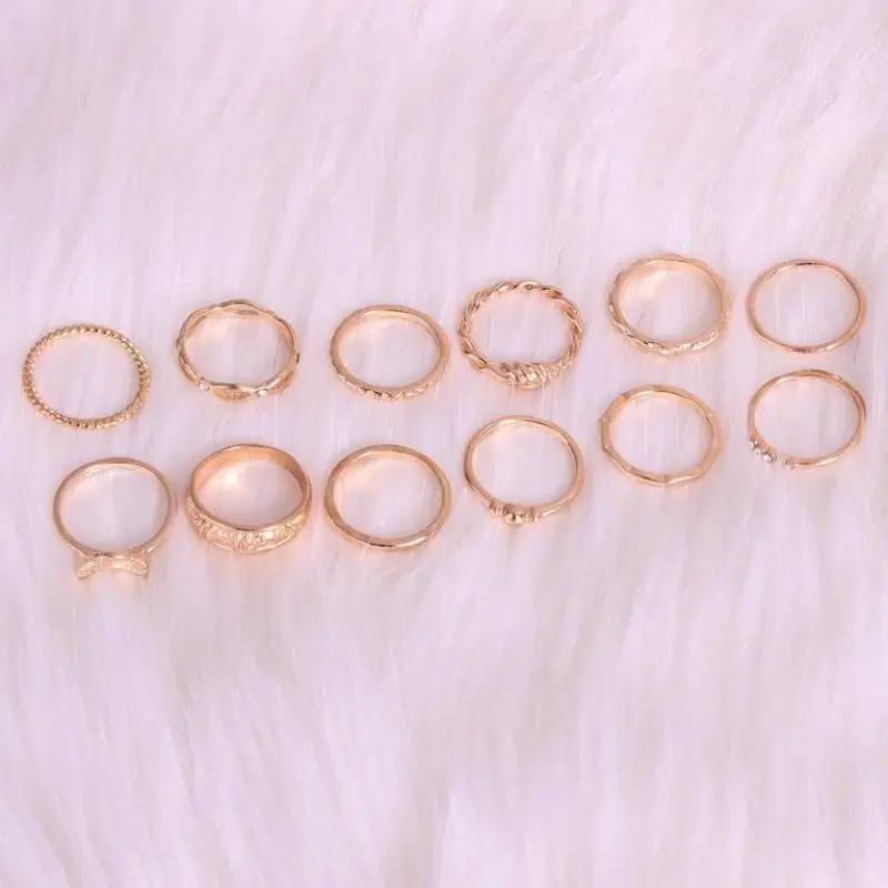 Utrend 12 шт./компл. Anillos летние богемные наборы колец для женщин винтажные золотые