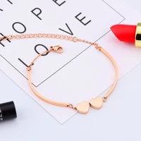 2020 fashion rose gold color chain link bracelets for women ol style jewelry heart shape tag gift women bracelet bangle