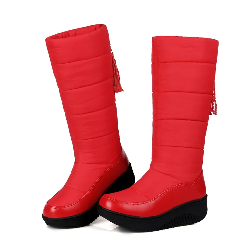 MEMUNIA/женские зимние ботинки теплые однотонные на танкетке и платформе Размеры 35 44