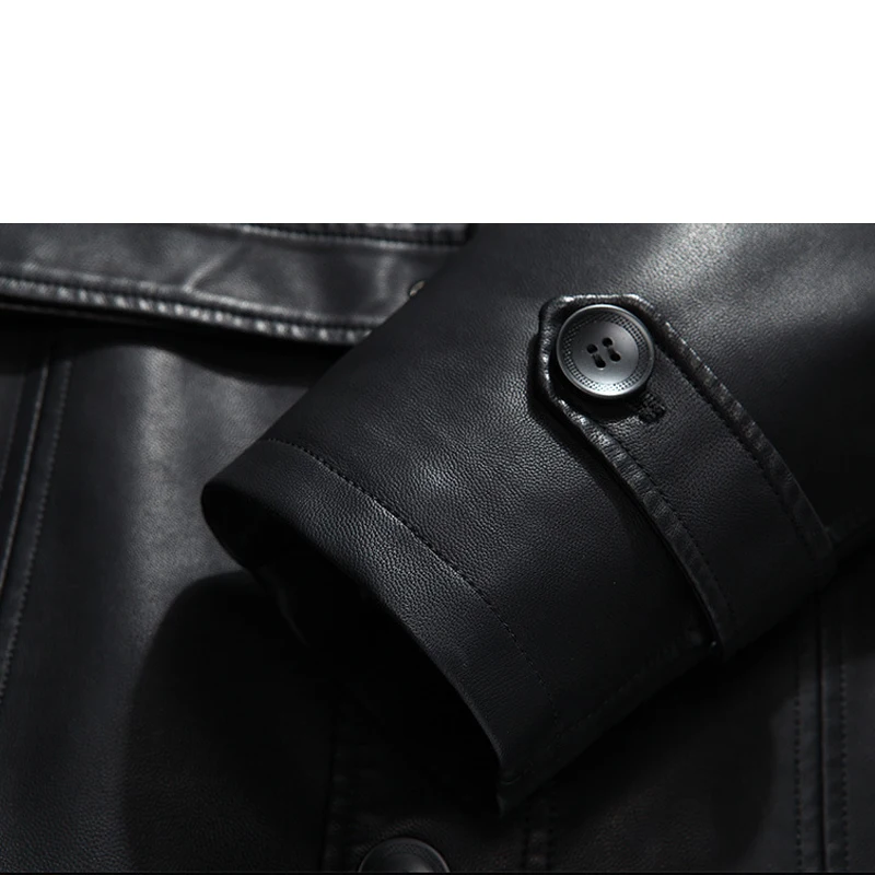 Новая модная кожаная куртка для мужчин высокое качество мужские длинные кожаные