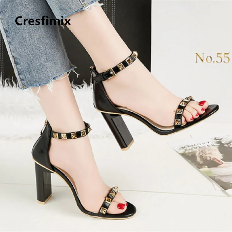 Cresfimix sandalias de mujer Женские модные удобные босоножки на высоком каблуке 9 см с