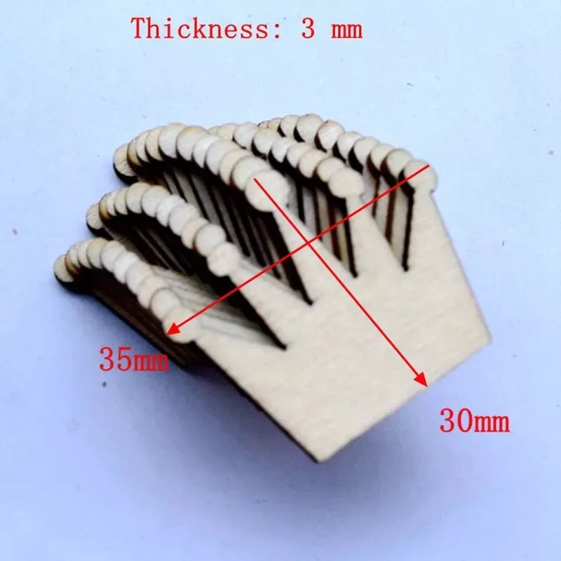 

50x Crown Laser Cut Out Unfinished Wood Shape Craft Supply