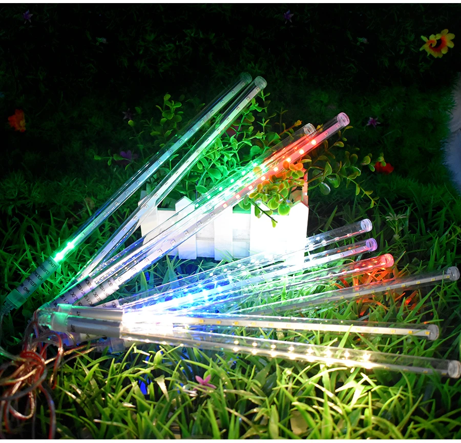 Солнечный метеоритный дождь светильник s 10 трубка 200 светодиодов Открытый Рождественский струнный светильник водонепроницаемый декоративный светильник ing для свадебной вечеринки