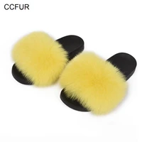 25 colors fox fur slides hair slippers fluffy real fur sliders furry summer beach sandal shoes for ladies indoor outdoor s6018s