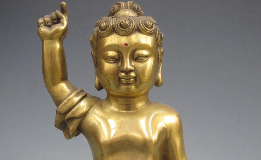 Тибет Буддизм Чистая Медь Латунь Статуя Будды Шакьямуни Татхагата Мальчик Князь