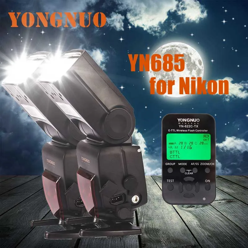 

2xYONGNUO YN685 N Wireless 2.4G HSS iTTL Speedlite Flash+Trigger for Nikon D800E D800 D4 D3x D3s D3 D2x D700 D300s D300 D200 D90