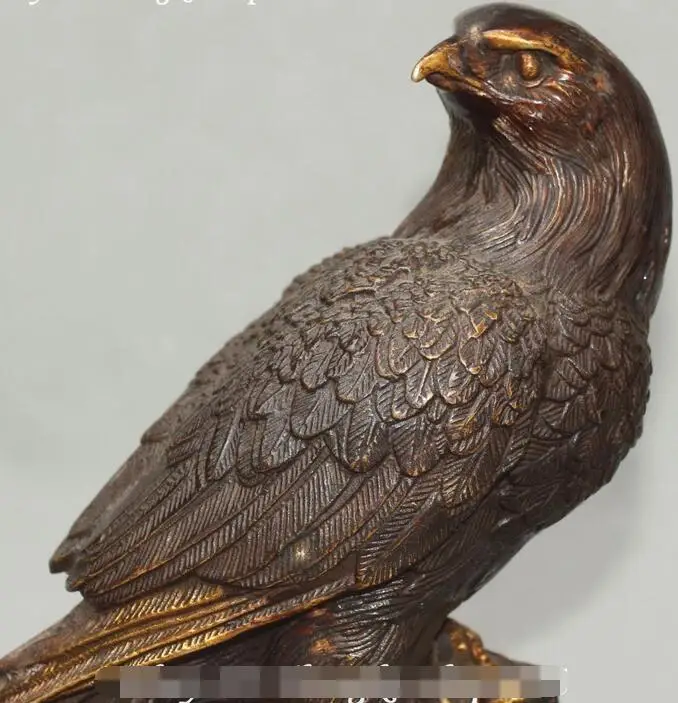 9 &quotКитайский Бронзовый позолоченный фэншуй свирепый Орел костюм сокола ястреба