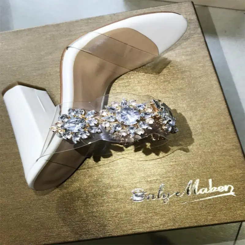 Женские босоножки без задника onlyчайник прозрачные стразы туфли на высоком