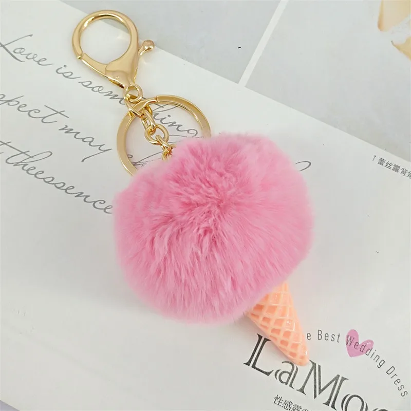 2019 Fur Pom Keychains Fake Rabbit fur ball key chain porte clef pompom de fourrure fluffy Bag Charms bunny keychain Keyring | Украшения и