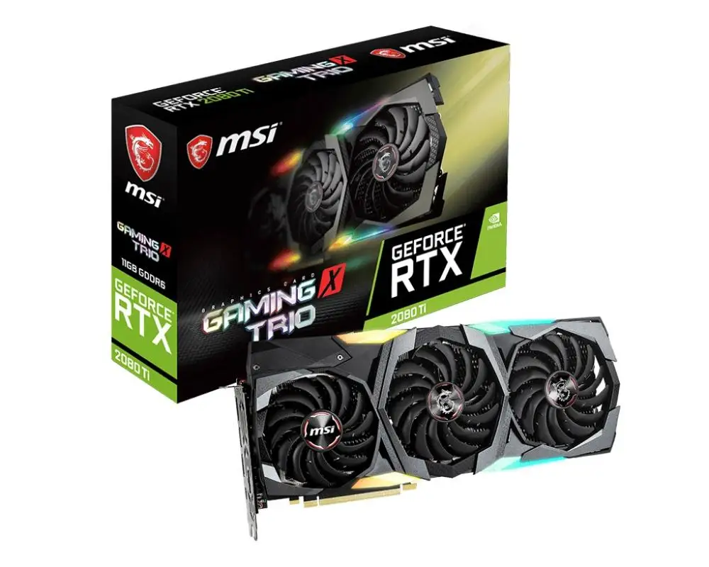 Видеокарта MSI GeForce RTX 2080Ti GAMING X TRIO 11 ГБ GDDR6 1755 МГц 4352 единиц 352 бит 14 Гбит/с PCI Express x16 3 0